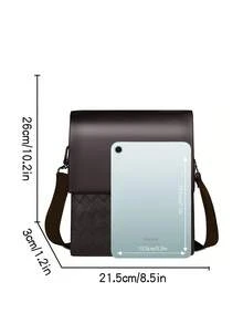 saroxi Geantă de umăr/crossbody minimalistă din piele PU pentru bărbați, geantă messenger casual cu buzunare laterale, versatilă pentru naveta, culoare neagră, cadou excelent pentru iubit - Maro - Vizualizare 10