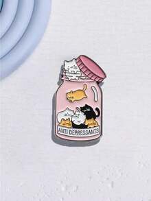 1枚可爱猫形胸针，卡通动物珐琅胸针，男女通用服装配饰，适合装饰背包、牛仔裤、围巾、帽子等。 - 均碼 - 查看 3