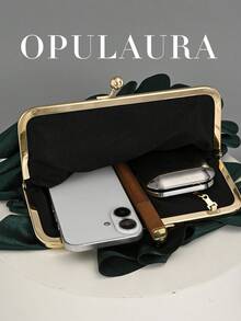 OpulAura 女士优雅迷人花瓣宴会手拿包，荷叶边设计晚礼服手提包，适合婚礼/度假/正式派对/舞会，配有链条 - 綠色 - 查看 3