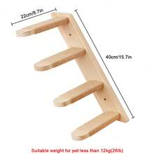 1pc Wall-Mounted Cat Ladder Cat Perch, Wooden Cat Wall Shelf For Playing, Climbing And Jumping, Cat Wall Furniture, Max Load 12kg (26lb) - Multicolor - View 6