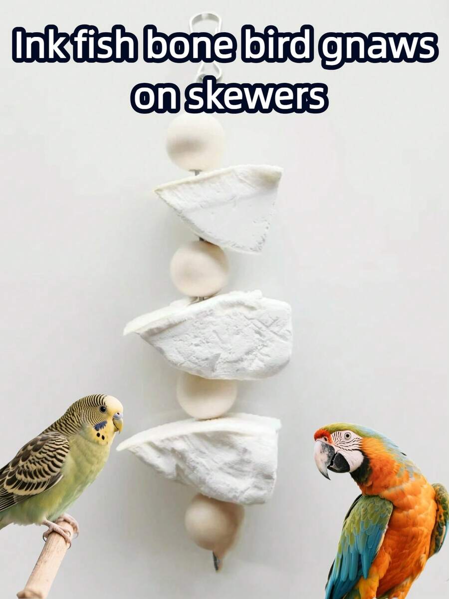 1 peça de brinquedo de mastigar para papagaio, espeto de espinha de peixe com tinta, suprimentos para ranger os dentes, espetos de petisco para pássaros, brinquedos naturais para roer pássaros, brinquedos de treinamento, acessórios para pendurar gaiolas de pássaros, suprimentos para pássaros