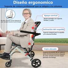 Silla de ruedas, silla de ruedas plegable,Silla de ruedas multifuncional, silla de ruedas para personas mayores, silla de ruedas para adultos, scooter de movilidad, silla de ruedas retráctil, equipada con cinturón de safe, capacidad de carga hasta 100 kg, reposabrazos plegables, reposapiés giratorios y extraíbles, equipada con función de freno de estacionamiento y función de freno de bloqueo de la rueda trasera, tamaño pequeño, se puede poner en una bolsa - Negro - Ver 3