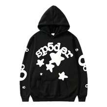 Casual Fashion Sports Outfit, Hooded Sports Shirt, Long-Sleeved Pullover, Long Pants - Black and White - View 2