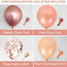 41件套玫瑰金气球套装，珍珠香槟金，玫瑰金和白色生日气球，金属玫瑰金亮片气球，适合女孩、女士生日派对、婚礼、新娘送礼会 - 彩色 - 查看 7
