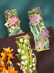 1pc Chinese Style Floral Bookmark, Romantic Gift, Creative Cultural Gift, Student Stationery, Elegant Bookmark