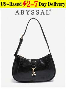 Novachic,1pc Retro Minimalist Hook Decor Adjustable Shoulder Strap Crescent Shape Bag, Suitable For Date, Outing, Party - 黑色 - 查看 9
