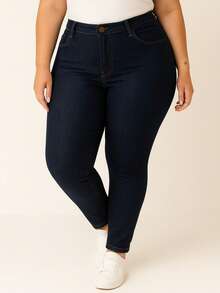 Stillger Moda Jeans Women's Plus Size Jeans With Elastane And High Waist - Màu xanh ngọc - Xem 1