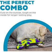 Outward Hound Durablez Large Gecko Stuffing-Free Squeaky Plush Dog Toy For Puppies & Dogs - Interactive, Soft Yet Tough, No Mess, Jumbo Squeaker, Long-Lasting Play, 17.5 Inch, Multicolor - Thằn lằn xanh - Xem 10