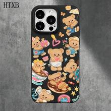 Fundas y carcasas protectoras con diseño de osito, diseño de osito, compatibles con phone 16 Pro Max, 16, 15 Pro, 14, 14 Plus/14 Pro Max, 13, 13 Pro, 12 Pro y 11/11 Pro. Regalos para cumpleaños y fiestas - Negro - Ver 4