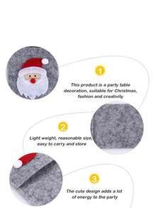 4-Piece Christmas Cutlery Storage Bag Set - Felt Santa Design (Including Knife And Fork Bags, Portable Tableware Holder Pockets) Cute Holiday Table Decoration For Christmas Party Gatherings - Multicolor - View 5