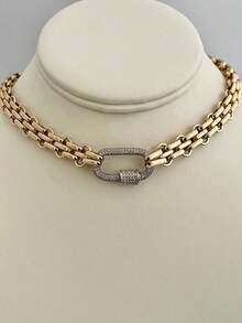 1 锁环项链，时尚个性配色不锈钢项链，适合男女日常佩戴，珠宝礼物