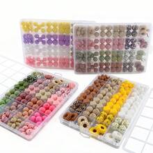 136 件/盒，珠宝制作套件，多色向日葵硅胶珠，以及 15 毫米硅胶圆珠、14 毫米硅胶六角珠和 12 毫米硅胶豆珠混合在一起，可用于 DIY 手工手链、圆珠笔、串珠钥匙扣、背包吊坠等。硅胶材质坚固耐用，可作为礼物赠送 - 彩色 - 查看 2