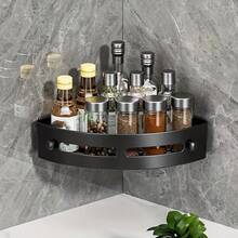 2pcs Triangular Drain Rack, Corner Shower Shelf, Thickened PP Bathroom Storage Rack, Indoor Shower Shelf, Shower Wall Shampoo Holder, Kitchen And Bathroom Storage Box, Shower Basket, Space-Saving Triangular Corner Rack - Durable Wall-Mounted Bathroom Shampoo, Body Wash, And Cosmetics Storage Rack - Easy To Install, Non-Slip Design, Bathroom Accessories - Black - View 5