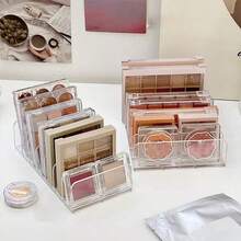 1pc Multi-Compartment Eyeshadow Palette Makeup Organizer Box, Blush Cosmetic Skincare Serum Facial Mask Holder Display Rack, 7-Slot Transparent Glasses Storage Tray