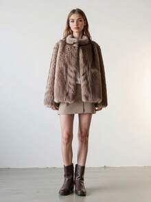Fashionable Faux Fur Jacket, Versatile Fluffy Women's Winter Coat