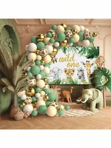 153pcs Jungle Themed Balloons, Vintage Party Balloons Decoration, Animal Print Balloons. Outdoor Festival Decor, Suitable For Christmas, Mother's Day, Graduation Ceremony, Graduation Gifts, Bachelor Party Favors, Bridesmaid Gifts, Father's Day Gifts, Halloween Decor & Gifts, Bridal Shower Favors, Wedding Guest Favors, Birthday Party Decor And Wedding Items