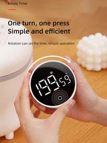 1pc 3*AAA Battery Powered Timer, Precise Seconds/Minutes Rotation Timer, Forward/Backward Adjustable, Angle Adjustable Stand/Magnetic For Fridge, Super Quiet Digital Display Multi-Function Timer, 3 Volume Levels