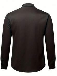 时尚休闲男士长袖领衬衫，适合正式、社交和约会场合，适合夏季、春季和秋季 - 黑色 - 查看 4