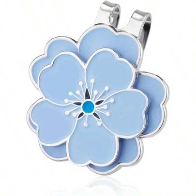 Magnetic Ball Marker With Hat Clip, Flower Shape Ball Marker Set Bag Decoration Accessories Bag Hat Women Men Blue