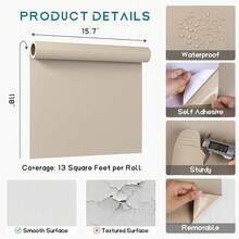 1 Roll Wallpaper Peel And Stick Wallpaper Peel And Stick,Waterproof Wallpaper Roll, Moisture-Resistant Vinyl For Wall Stickers, Kitchen Decor Easy Living Room Renovation Self Adhesive Wallpaper - Brown - View 10