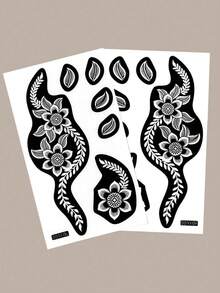 Henna Stencil, Temporary Tattoo Stencil For Hand And Foot - Black - View 5