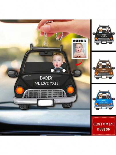 1/3pcs Custom Photo And Text Drive Daddy Car Ornament Keychain, Personalized Photo Acrylic Car Decor Accessories, Personalized Car Hanging, Drive Daddy Customized Baby Photo Acrylic Car Hanging, Funny Customized Drive Daddy Acrylic Hanger Gift Idea For Husband, Birthday Gift Idea For Papa, Couple Gift, Valentine Gift, Anniversary Gift, Father's Day Gift, Best Friend Gift, Gift For Dad, Gift For Boyfriend.,Home Decor Living Room