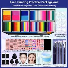 Kit de pintura facial - Set de maquillaje facial para fiestas de cumpleaños, Halloween y Navidad - 42 colores vibrantes, activado por agua, amigable para piel sensible - Pinceles para adultos y niños