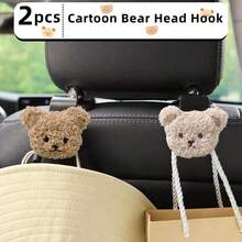 2pcs Cute Bear Car Seat Back Hooks, Hidden Multi-Function Hanger Hooks, Versatile Car Accessories - Multicolor - View 7