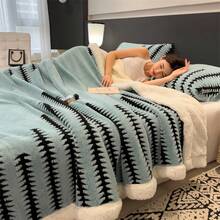 2025 Newest Fleece Throw Blanket - 600GSM Ultra Soft & Plush Sherpa Blanket For Couch, Warm Cozy Fuzzy Blankets For Bed, Couch, Office, Dorm, Travel, Perfect Gift Idea For Halloween, Christmas - Blue - View 9