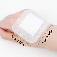 50片抗过敏伤口敷料垫，不粘透气纱布贴，采用水刺无纺布材料制成的自粘绷带，透明弹性粘性贴片，提供安全保护 - 白色 - 查看 3