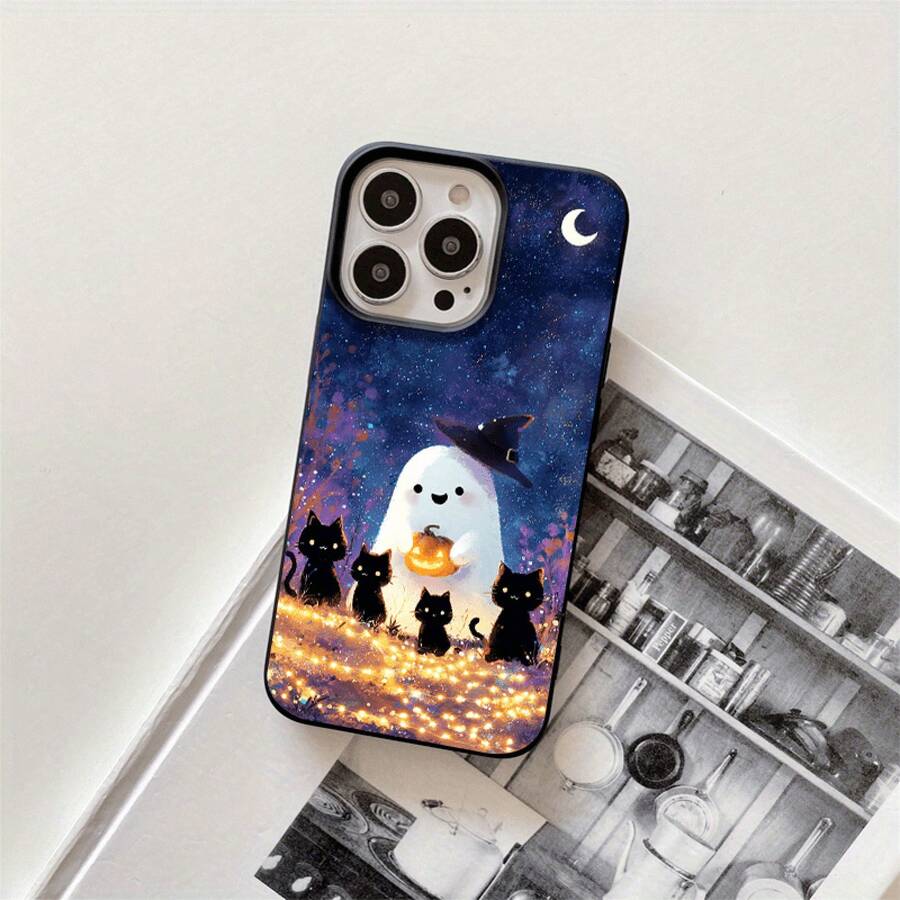 Fundas y carcasas protectoras con diseño de calabazas de Halloween y orificios grandes, compatibles con phone 16 Pro Max, 16, 15 Pro, 14, 14 Plus/14 Pro Max, 13, 13 Pro, 12 Pro, 11/11 Pro. Regalos para cumpleaños y festividades - Negro - Ver 1