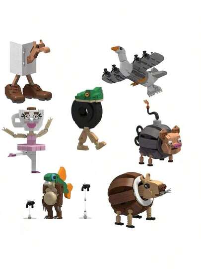 Nouveaux blocs de construction assemblés Tung Tung Sahur, jouets de blocs de construction abstraits, modèle décoratif, jouet anti-stress, décoration d'intérieur, set de blocs de construction, figurine, cadeau d'anniversaire/fête des enfants