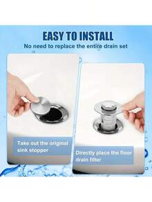 1pc/2pcs Bounce-Back Sink Drain Plug, Suitable For Sink Drainage, Hair Collection And Filtration, Bathroom Anti-Clogging Bathroom Accessories Bathroom Tools - Silver - View 4