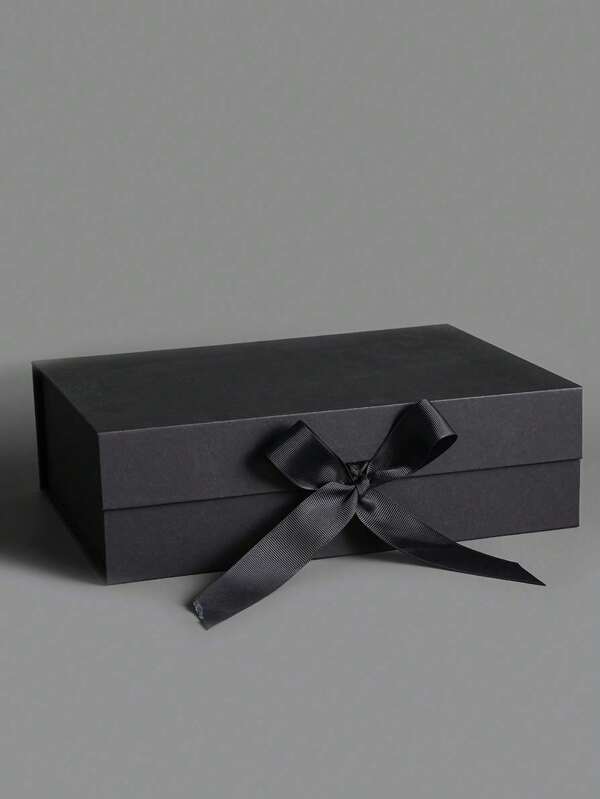 1PC-Black Gift Box With Lid For Presents With Ribbon And Magnetic Closure(1-Pack)-Bridesmaid Gifts Box,Cute Box,Birthday Gift Box,Luxury For Gift Packaging, Magnetic Gift Box For Wrapping Gifts,Valentine's Day, St. Patrick's Day Decorations, Holiday Decorations, Valentine's Day Gift Boxes, Easter, Holiday Gift Boxes(Black)