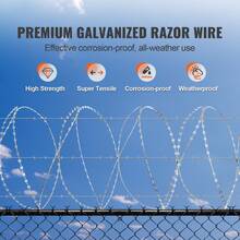 Razor Wires, 147 Ft Razor Barbed Wire, 3 Rolls Razor Wire Fencing Razor Fence, Double Spiral Razor Ribbon Barbed Wire Galvanized Razor Wire Fence, Rolls Razor For Garden - Silver - View 2