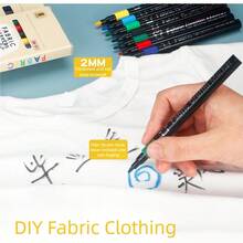 30 色织物马克笔，永久性纺织品马克笔，适用于 DIY 服装、帆布包、涂色书、卡片制作、艺术和工艺品，是送给艺术家和成人的最佳礼物 - 織物筆-水洗不掉色 - 查看 5