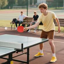 SPORTNOW Palas de Ping Pong, Juego de Tenis de Mesa Portátil, con 4 Raquetas de Ping Pong, 8 Pelotas y Estuche de Transporte, para Principiantes, Expertos, Interior y Exterior Rojo - Rojo - Ver 9