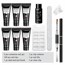 11PCS/Set 20ml Poly Extension Gel Set Nail Art Polygels Kit Clear White Color Nail UV Gel Tip Form Acrylic Nail Gel Slice Brush Kit With 20pcs Nail Extension Molds - Multicolor - View 8