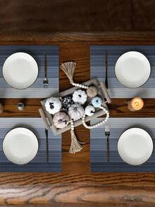 4pcs/6pcs Ombre Tablecloth, Modern Living Room & Dining Table Decor Placemats, Washable, Kitchen Table Mats, Heat Resistant & Stain Proof Table Decoration, Suitable For Home Party, Camping Outdoor Dining, Coffee Table, Spring/Summer Home Decor