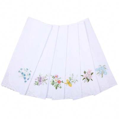 6pcs Handkerchiefs For Women, Soft Cotton Women's Embroidery Ladies Hankies, Vintage Floral Lace Ladies Handkerchief Bulk Machine Washable Lady Handkerchiefs Hankies For Wedding Party-12722