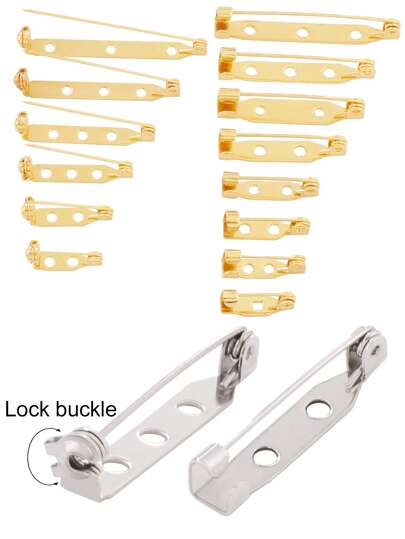 10 件不锈钢胸针夹底座别针空白锁胸针底座徽章夹适用于 DIY 珠宝制作配件用品