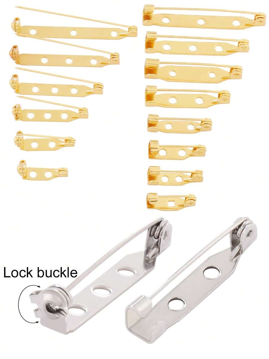 10 件不锈钢胸针夹底座别针空白锁胸针底座徽章夹适用于 DIY 珠宝制作配件用品 - 胸針底座 - 查看 1