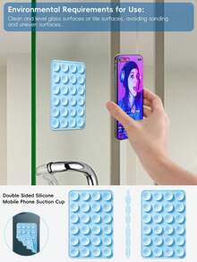 48-Piece Double-Sided Suction Cup Phone Stand, 24 Suction Cups On Each Side, Detachable Phone Stand, Waterproof And 360° Rotatable, Suitable For Bathroom Walls, Glass Mirrors, Dressing Tables, Various Smooth Walls, Not Suitable For Rough Walls, Compatible With All Mobile Phones And Mini Tablets Compatible With IPhone, Android Phone, Gift For Birthday, Family, Friends Phone Holder Phone Accessories