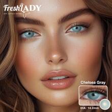 FRESH LADY Freshlady 天然彩色隐形眼镜 Pupilentes Cleopatra&Chelsea 系列彩色隐形眼镜，适合送礼，14.2 毫米，适合婚礼和情人节，1 年一次性万圣节服装角色扮演 - 0 - 查看 12
