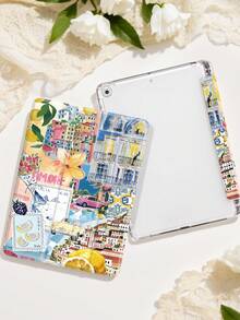 Funda protectora para iPad con patrón de collage estilo italiano compatible con iPad Air 4/5 de 10.9 pulgadas, iPad 7/8/9th de 10.2 pulgadas, con ranura para lápiz compatible con Samsung Tab S6 de 10.4 pulgadas y Tab A7 Lite de 8.7 pulgadas, estuche estilo Ins, regalo para vuelta al colegio, San Valentín, Año Nuevo