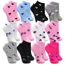 Kit Of 12 Pairs Of Women's Printed Short Ankle Socks, Multicolor, Size 35-40 - 彩色 - 查看 2
