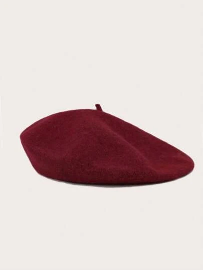 1pc Minimalist Soft Elegant Solid Color Beret (Note: The Actual Product May Have Slight Color Differences Due To Lighting Conditions During Photography. Some Come With A Paper Card, Some Without, Will Be Randomly Shipped)