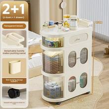 2/3-Layer Narrow Storage Cabinet With Wheels, Thin Rolling Drawer Storage Cart, Mobile Multifunctional Cart With Handles, Space Saving Storage Organizer For Bedrooms, Bathrooms,Portable And Magnetic Door Designed Handcart, Rolling Cart With Drawers, Easy To Install Mobile Household Storage Cart, Small Space Storage Drawer Storage Cabinet, Affordable Gift Giving And Good Items - 彩色 - 查看 13