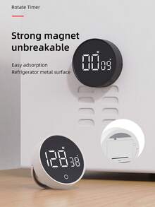 1pc 3*AAA Battery Powered Timer, Precise Seconds/Minutes Rotation Timer, Forward/Backward Adjustable, Angle Adjustable Stand/Magnetic For Fridge, Super Quiet Digital Display Multi-Function Timer, 3 Volume Levels