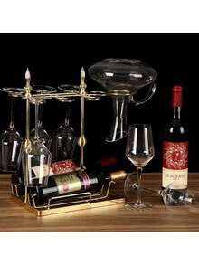 Wine Rack & Wine Glass Rack - Imitation Gold - View 1